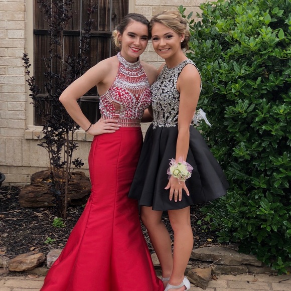 red rachel allan 2 piece prom dress - Picture 6 of 6